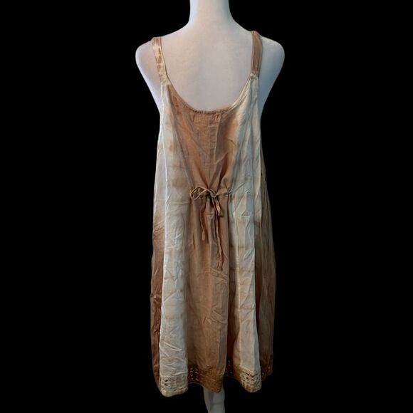 NWT Daisy Island szXL brown tan cream tie dye summer dress w/tie in back - Picture 3 of 12